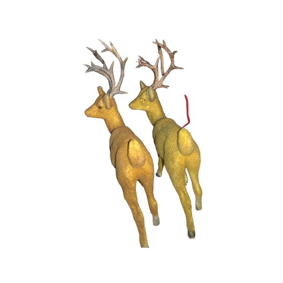 Vintage Flocked Deer Figurines Set Of 2 - Picture 9 of 13